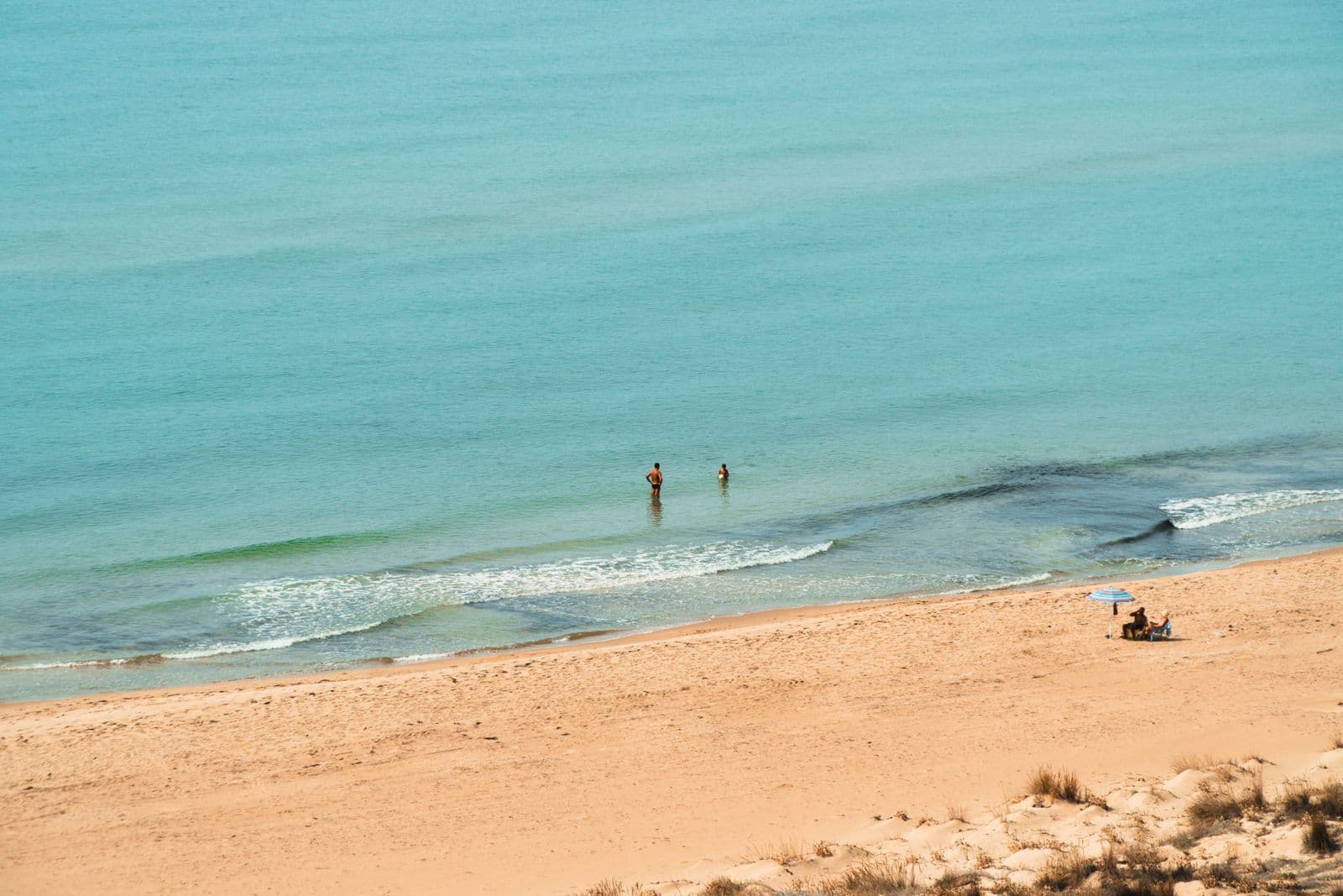 The calm turquoise water of the Mar Menor in Murcia